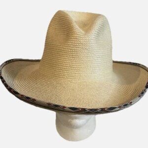 NEW Handcrafted Guatemalan Palm Oak Diamond Gus Hat with Hat Band Medium 7 1/8